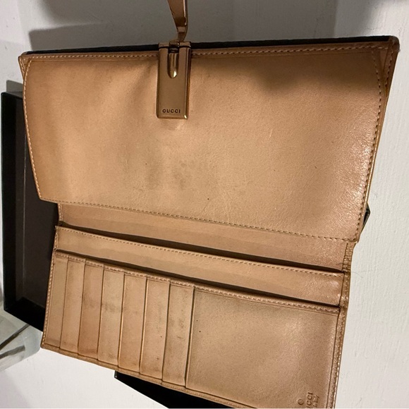 Vintage Gucci Black Horsebit Canvas Wallet with Gold Tone Trim - Picture 5 of 13